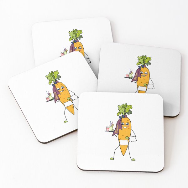 Item preview, Smiling carrot waiter, fun vegetable character with tray designed and sold by KosaUA.