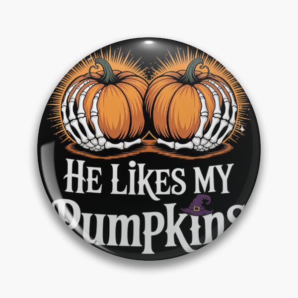 Item preview, He Likes My Pumpkins Skeleton Hand Halloween Couples in Love designed and sold by MyzoToyota.