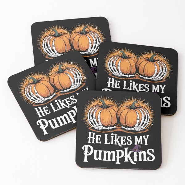 Item preview, He Likes My Pumpkins Skeleton Hand Halloween Couples in Love designed and sold by MyzoToyota.