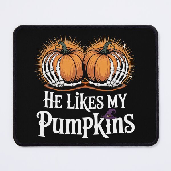 Item preview, He Likes My Pumpkins Skeleton Hand Halloween Couples in Love designed and sold by MyzoToyota.