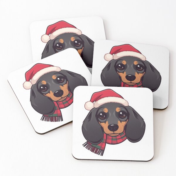 Item preview, Cute Dachshund Christmas Sticker – Santa Hat Dog Die Cut designed and sold by loccotown168.