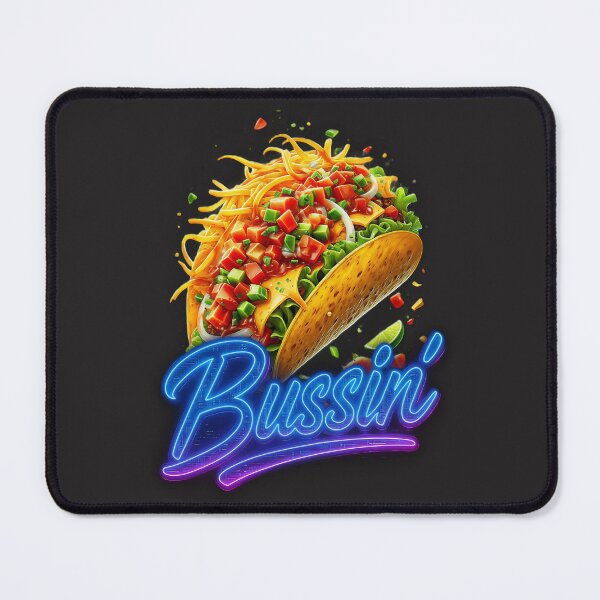 Item preview, Bussin' Neon Script Taco Sticker | Hyperrealistic Food Art & Retro Slang designed and sold by Jaani-T.