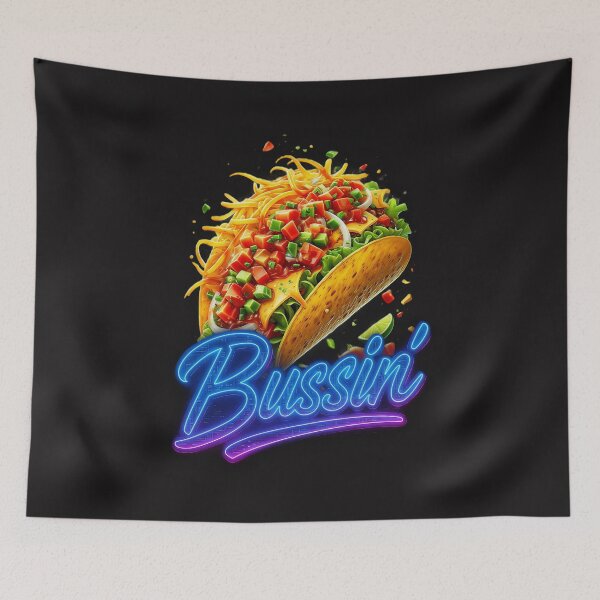Item preview, Bussin' Neon Script Taco Sticker | Hyperrealistic Food Art & Retro Slang designed and sold by Jaani-T.