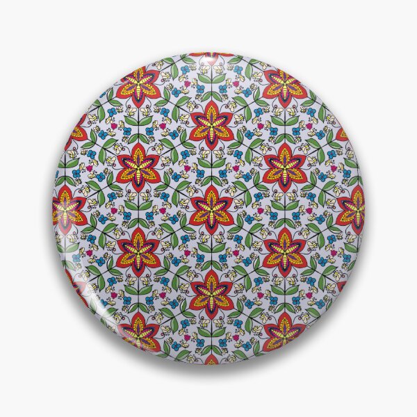 Item preview, Intricate Red Floral Geometric Seamless Pattern with Bees - Mosaic Tile Garden Art designed and sold by NgernPhanLan.