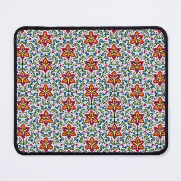 Item preview, Intricate Red Floral Geometric Seamless Pattern with Bees - Mosaic Tile Garden Art designed and sold by NgernPhanLan.