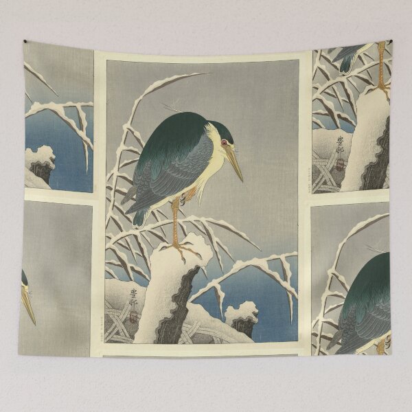 Item preview, Heron in Snow by Ohara Koson : Winter Heron Japanese Poster designed and sold by artofuniverse.