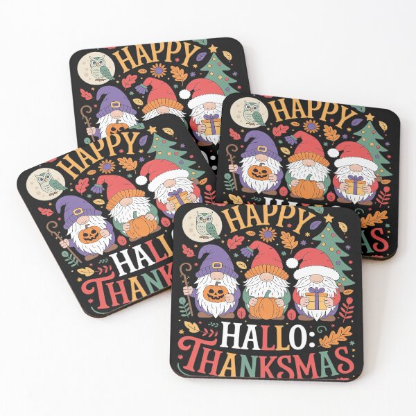 Item preview, Halloween Thanksgiving Christmas Happy HalloThanksMas Gnomes designed and sold by NailMolisa.