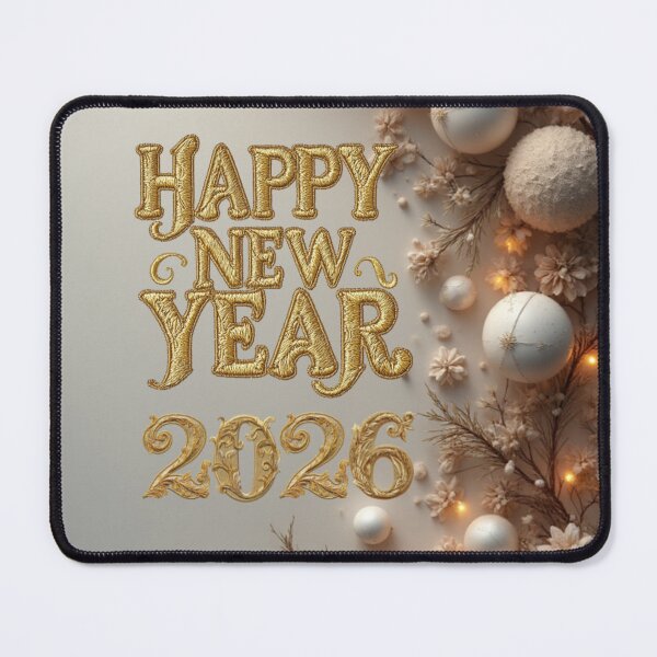 Item preview, Happy New Year 2026 Elegant Gold Embroidery Holiday Design designed and sold by MiraLumeStudio.