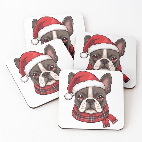 Item preview, French Bulldog Christmas Sticker – Santa Hat & Plaid Scarf Cute Dog designed and sold by loccotown168.