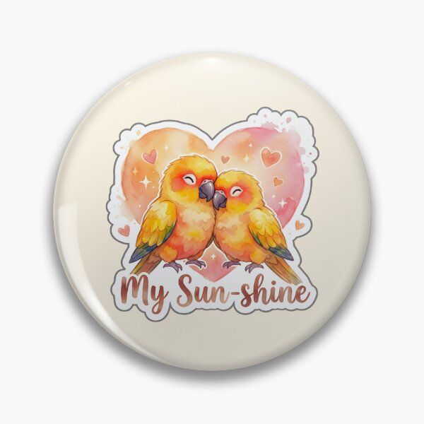 Item preview, Valentine My Sunshine Sun Conure Lovebird Couple Watercolor Illustration designed and sold by Nuist25.
