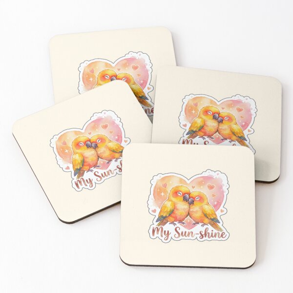 Item preview, Valentine My Sunshine Sun Conure Lovebird Couple Watercolor Illustration designed and sold by Nuist25.