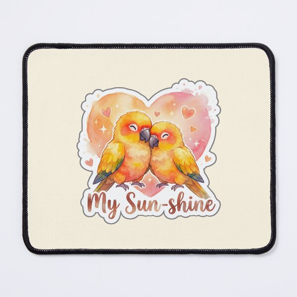 Item preview, Valentine My Sunshine Sun Conure Lovebird Couple Watercolor Illustration designed and sold by Nuist25.