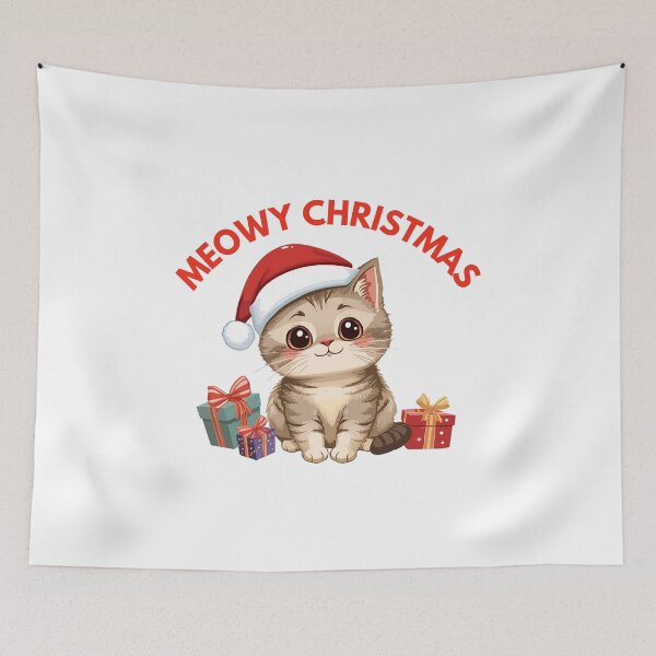 Item preview, Meowy Christmas Cat – Cute Holiday Cat in Santa Hat designed and sold by PANDA_shop.