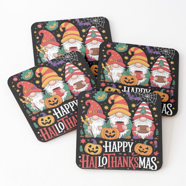 Item preview, Halloween Thanksgiving Christmas Happy HalloThanksMas Gnomes designed and sold by NailMolisa.