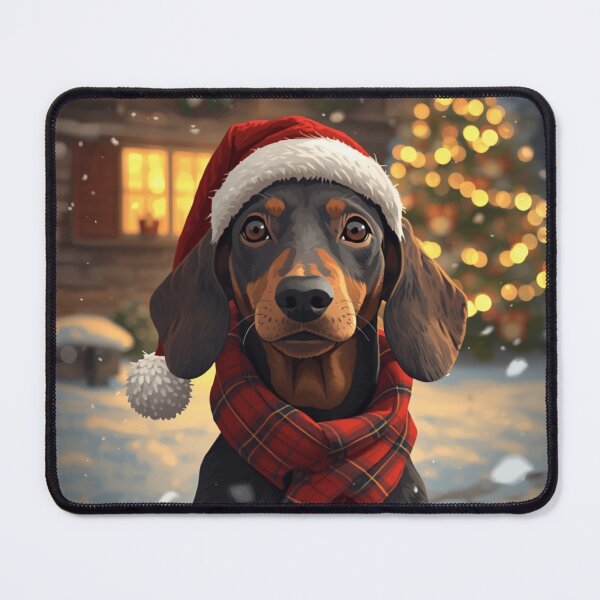 Item preview, Christmas Dachshund Wall Art – Cozy Winter Dog Portrait Canvas Print designed and sold by loccotown168.