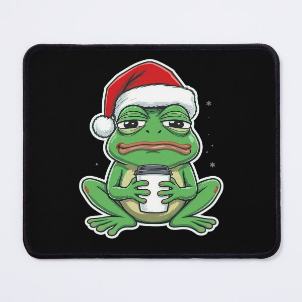 Item preview, Tired Frog Santa With Coffee | Funny Christmas Frog Cartoon designed and sold by ColorSplash123.