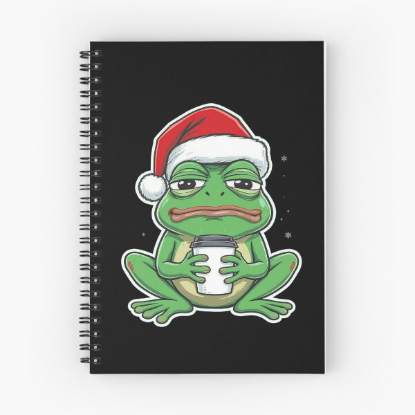 Item preview, Tired Frog Santa With Coffee | Funny Christmas Frog Cartoon designed and sold by ColorSplash123.