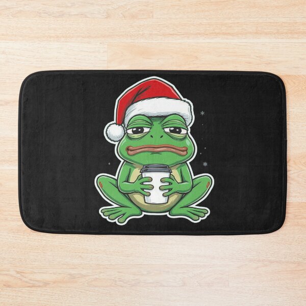 Item preview, Tired Frog Santa With Coffee | Funny Christmas Frog Cartoon designed and sold by ColorSplash123.