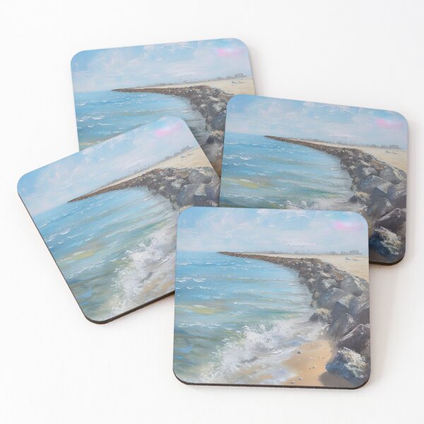 Item preview, Rocky Shore Oil Painting, Coastal Seascape Wall Art designed and sold by SavageVision.