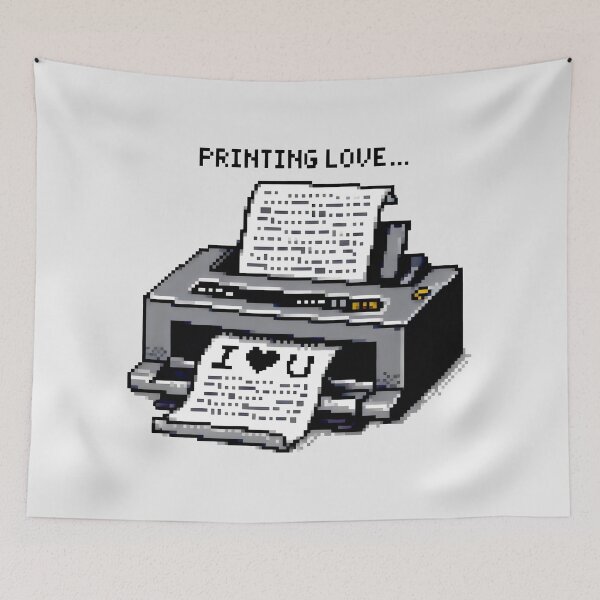 Item preview, Printing Love Pixel Art Design with I ♥ U Message and Retro Printer Illustration designed and sold by SplashTastic.
