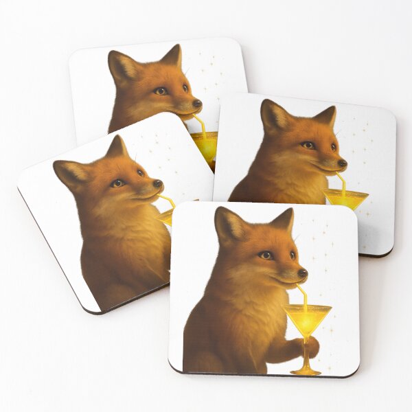 Item preview, Curious Fox Enjoying a Cocktail – Whimsical Art designed and sold by MIArt Studio.