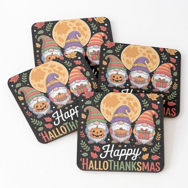 Item preview, Halloween Thanksgiving Christmas Happy HalloThanksMas Gnomes  designed and sold by NailMolisa.