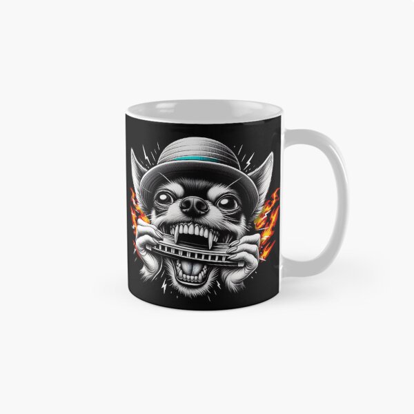 Item preview, Unhinged Chihuahua Shredding a Harmonica – Chaotic Funny Flames Dog Art designed and sold by Kmcantley.
