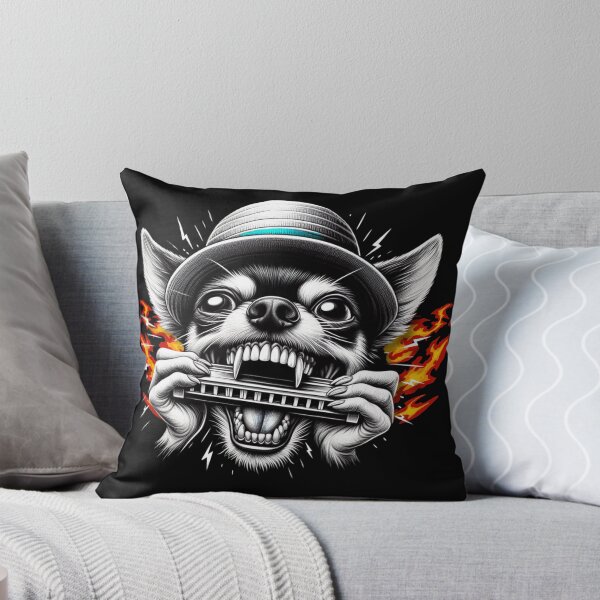Item preview, Unhinged Chihuahua Shredding a Harmonica – Chaotic Funny Flames Dog Art designed and sold by Kmcantley.