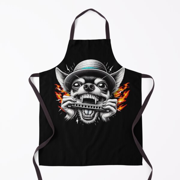 Item preview, Unhinged Chihuahua Shredding a Harmonica – Chaotic Funny Flames Dog Art designed and sold by Kmcantley.