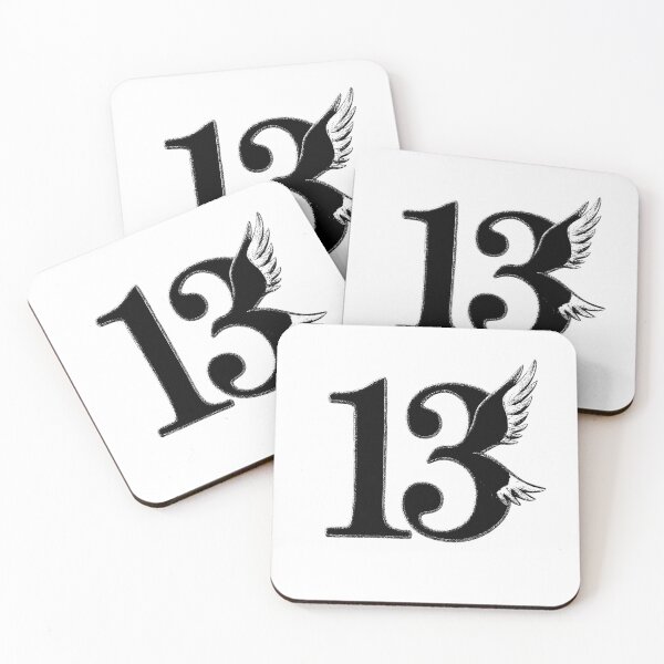 Item preview, "13" lucky number, fancy typography (black and white ver) designed and sold by Moonshroomarts.