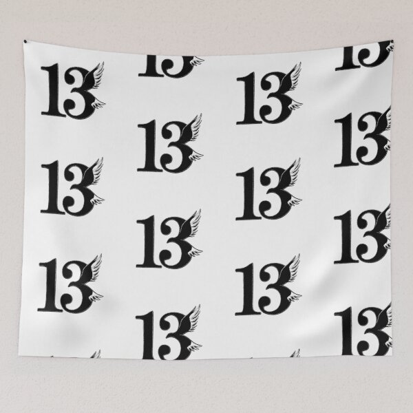 Item preview, "13" lucky number, fancy typography (black and white ver) designed and sold by Moonshroomarts.
