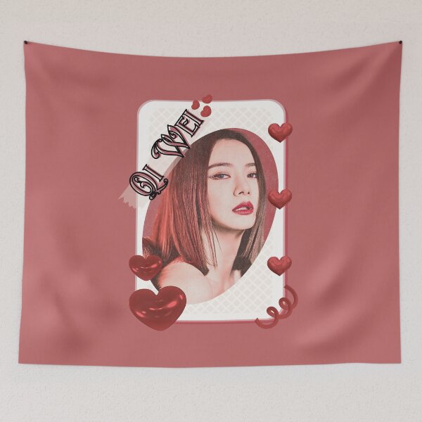 Item preview, Qi Wei (戚薇) Portrait Chinese Actress Art Chinese Celebrity Illustration portrait illustration Red Aesthetic Collage Design designed and sold by AJUNICE STUDIO.