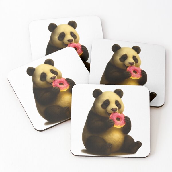 Item preview, Curious Panda Eating a Donut – Whimsical Art designed and sold by MIArt Studio.