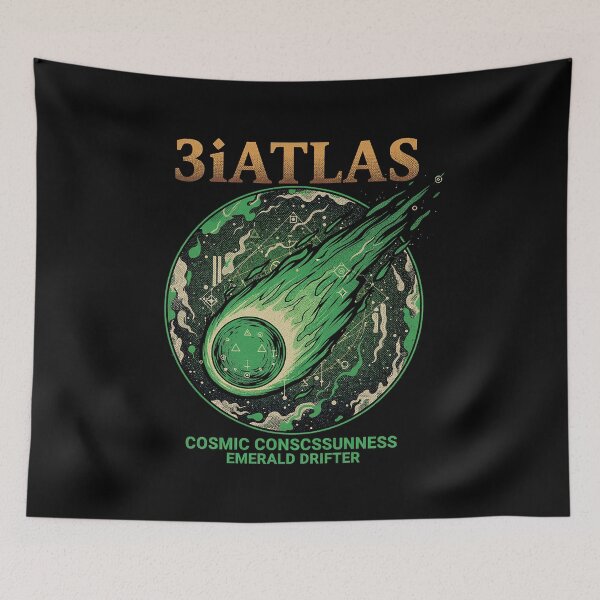 Item preview, 3iATLAS Retro Cosmic Green Comet and Geometry designed and sold by zzz888.