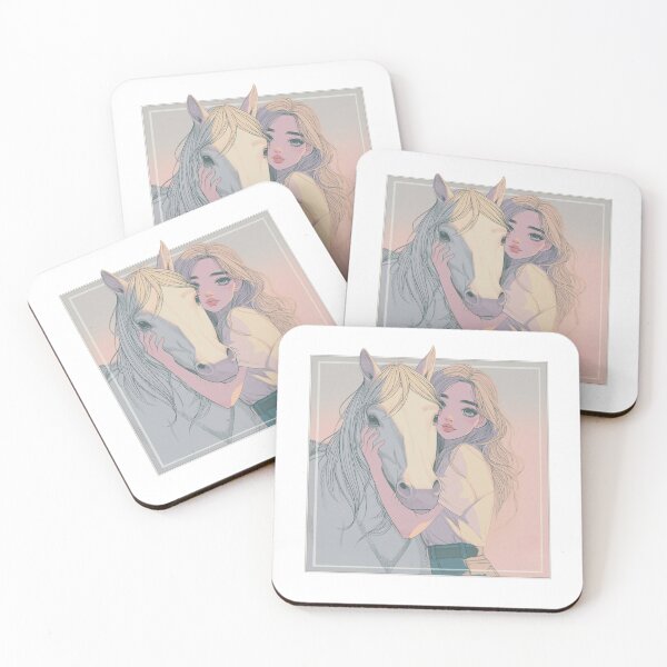 Item preview, Soft Girl & Horse – Pastel Aesthetic Illustration designed and sold by Chameleon Studio.