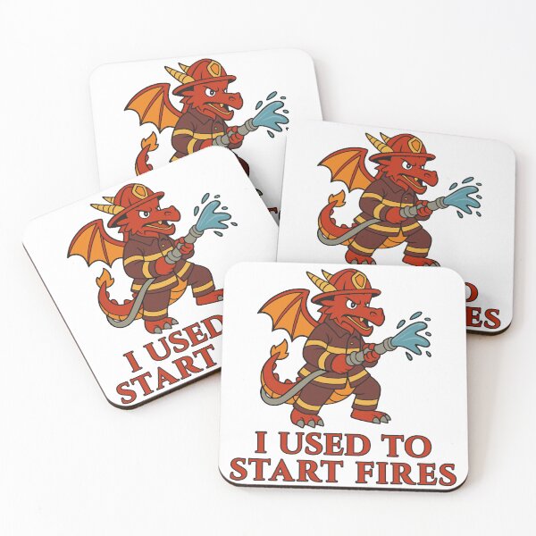 Item preview, I Used to Start Fires – Funny Firefighter Dragon T-Shirt designed and sold by Weasel Graphix.