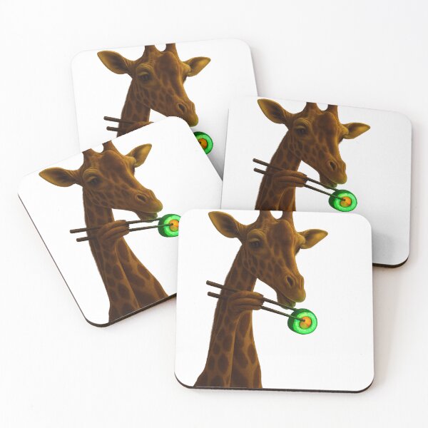 Item preview, Curious Giraffe Eating Sushi – Whimsical Art designed and sold by MIArt Studio.