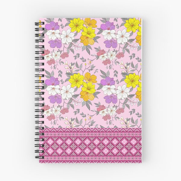Aperçu de l'œuvre Motif de bordure florale rose et jaune vif créée et vendue par Modular Prints.