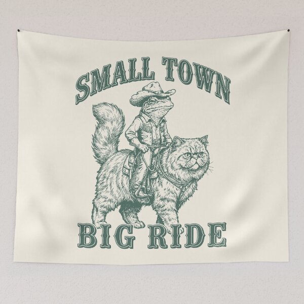 Item preview, Frog & Persian Cat Small Town Big Ride Western designed and sold by Y-Vibes.