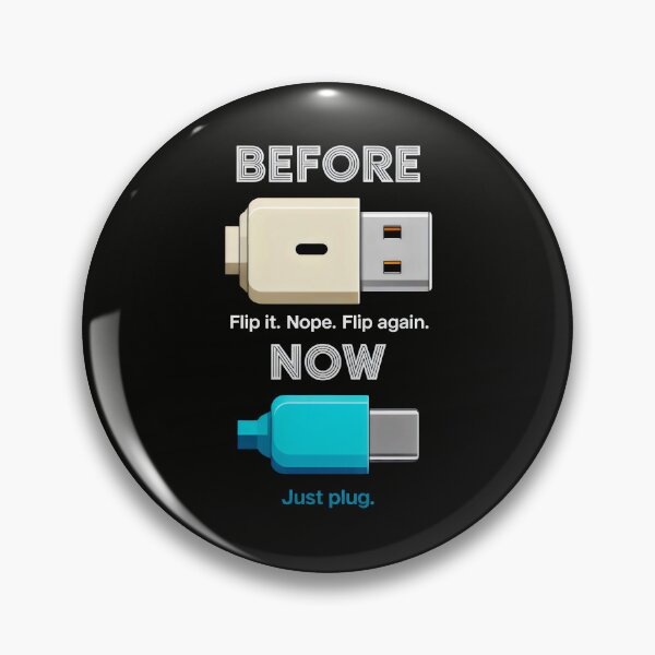 Item preview, USB Evolution Design with Flip Struggle vs Type-C Convenience Tech Humor designed and sold by SplashTastic.