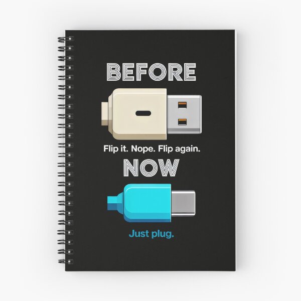 Item preview, USB Evolution Design with Flip Struggle vs Type-C Convenience Tech Humor designed and sold by SplashTastic.
