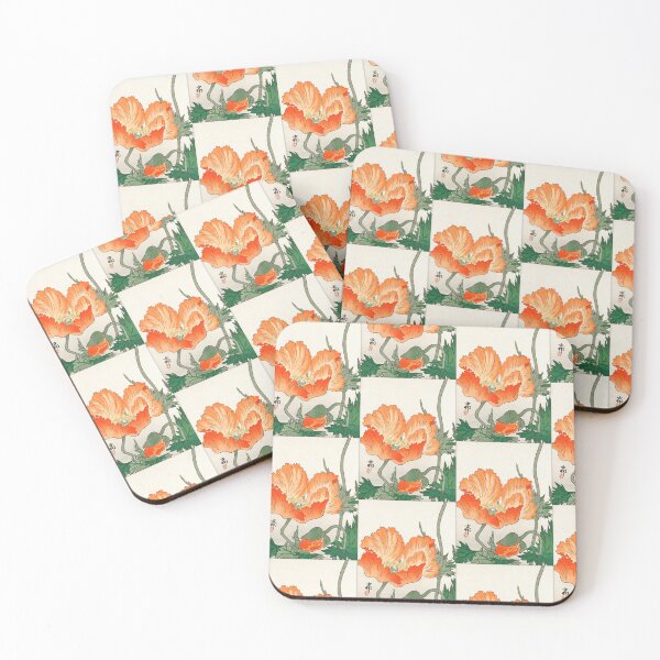 Item preview, Orange Poppy Flower by Ohara Koson : Vintage Floral Japanese Poster designed and sold by artofuniverse.