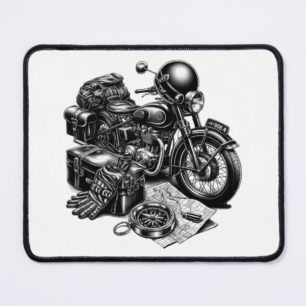 Item preview, Vintage Motorcycle Adventure Planning Map Compass Art designed and sold by DrawDrip.