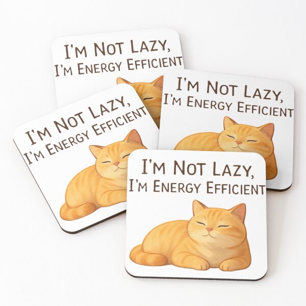 Item preview, I’m Not Lazy, I’m Energy Efficient – Cute Minimal Sleeping Cat designed and sold by MyVision12.