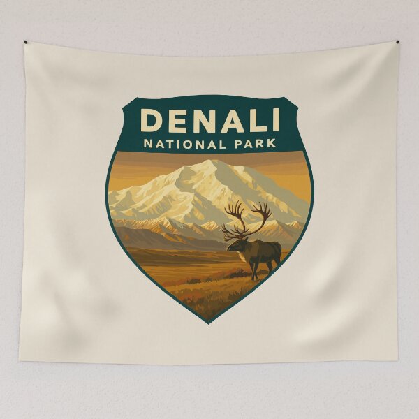 Item preview, Denali National Park Retro Mountain Wilderness designed and sold by Gideon Emmerich.