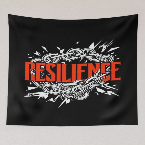Item preview, Resilience Typography Art – Bold Red Text with Breaking Chain Symbolizing Strength  designed and sold by Bright Nest Studio.