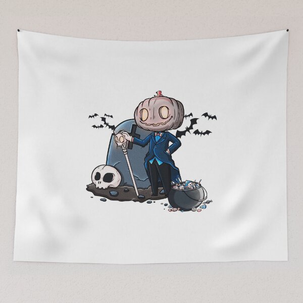 Item preview, Gentleman Pumpkin Skeleton with Candy Cute Halloween Art designed and sold by Horrify.