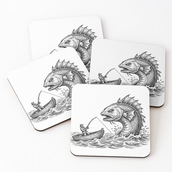 Item preview, Fear No Fish Vintage Sea Monster Fisherman Design designed and sold by EverBranz-stor.