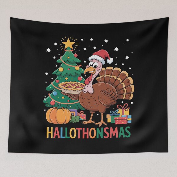 Item preview, Happy Hallothanksmas Funny Halloween Thanksgiving Christmas 1  designed and sold by InspiredFoul.