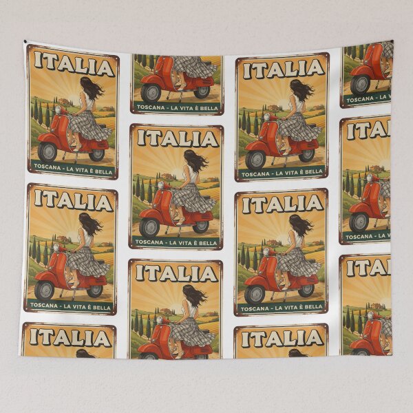 Item preview, TUSCANY LIFE IS BEAUTIFUL OLD TIN SIGN designed and sold by infinitearte.